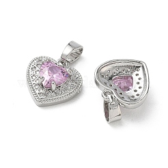 Valentine's Day Brass Micro Pave Pearl Pink Cubic Zirconia Charms&nbsp;KK-A299-14P