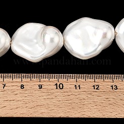 電気メッキガラスパールビーズ連売り  ナゲット  ホワイト  28~29x24~25x14~16mm  穴：1.6mm  約14個/連  15.55~15.75''（39.5~40センチメートル）&nbsp;BSHE-B008-01