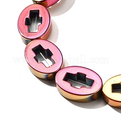 電気めっき合成非磁性ヘマタイト ビーズ 連売り  クロスとオーバル  虹メッキ  13.5x9.5x3.5mm  穴：0.8mm  約29個/連  15.75''（40センチメートル）&nbsp;G-L613-Z01-03I