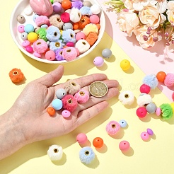 DIYラウンド＆ロンデルビーズ探しキット  布製ヨーロッパビーズを含む  ABSプラスチック製模造真珠とガラスビーズ  ミックスカラー  12~20x12~20x6.5~20mm  穴：2~4mm  60個/セット&nbsp;DIY-YW0017-87