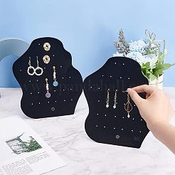 アクリルイヤリングディスプレイスタンド  プラチナトーン鉄パーツ  ポリゴン  ブラック  19.2x7x20.8cm  穴：2~4.5mm&nbsp;EDIS-WH0006-28A
