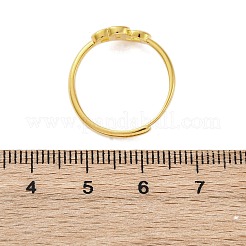 女性用スターリングシルバーカフリング925個  ハートへのハート  ゴールドカラー  8mm  内径：17.5mm&nbsp;RJEW-U046-04G