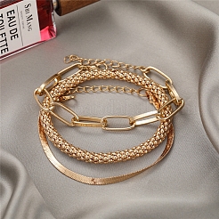 3Pcs Alloy Snake Chain Bracelets & Oval Link Chain Bracelets & Bangles Set&nbsp;WGF0598-01