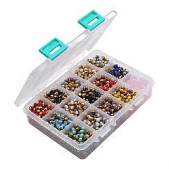 1710~1770個15色電気メッキガラスビーズ  ファセットロンデル  ミックスカラー  6x5mm  穴：1mm  114~118個/カラー&nbsp;EGLA-SZ0001-03