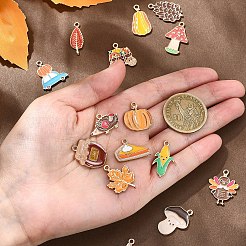 感謝祭合金エナメルペンダント15個15スタイル  混合図形  ミックスカラー  13~23x12.5~20x1.5mm  穴：1.6~1.8mm  1個/スタイル&nbsp;FIND-YW0005-79