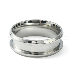 201 Stainless Steel Grooved Finger Ring Settings&nbsp;STAS-TAC0001-10C-P