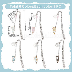 6Pcs Alloy Cat Shape Bookmark&nbsp;AJEW-DR00017