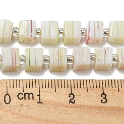 手仕事のランプワークビーズ  ガラススペーサービーズ付き  正方形  トウモロコシの穂の黄色  6x6x5~5.5mm  穴：0.9mm  約54~55個/連  15.75~15.94''（40~40.5センチメートル）&nbsp;LAMP-B022-01E