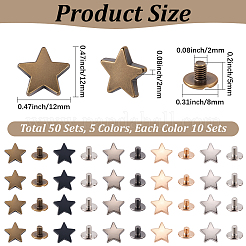 50Pcs 5 Colors Alloy Rivets Set&nbsp;PURS-CL0001-45A
