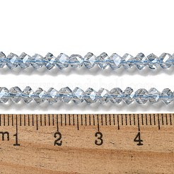 電気メッキガラスビーズセット  パール光沢メッキ  多面カット  双円錐形  ライトスカイブルー  4x4x3mm  穴：1mm  約149個/連  12.2~12.6''（31~32センチメートル）&nbsp;GLAA-Q105-04S