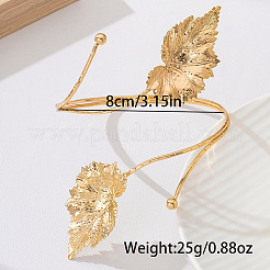女性用調節可能な合金製リーフ型上腕カフバングル  ゴールドカラー  内径：3.15インチ（8cm）&nbsp;WG0B50C-01