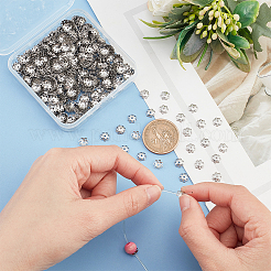 304ステンレススチールビーズキャップ1000個  マルチ花弁  花  ステンレス鋼色  7x7.5x1.5mm  穴：1mm&nbsp;STAS-DC0012-14