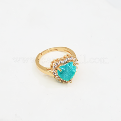 Adjustable Brass Micro Pave Cubic Zirconia Cuff Open Rings for Women&nbsp;SB7370-1
