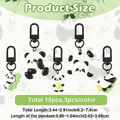 15Pcs 5 Styles Panda Resin Pendant Decorations&nbsp;HJEW-YW00210