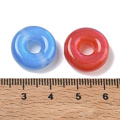 透明樹脂製の猫型ビーズ  ドーナツ  グリッターパウダー付き  ミックスカラー  17x6.5mm  穴：2mm&nbsp;RE-CBA391A-01A