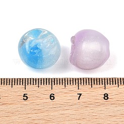 グラデーションカラー透明樹脂ビーズ  りんご  グリッターパウダー付き  ミックスカラー  15.5x4mm  穴：1.5mm&nbsp;RE-CBAC4C7-10