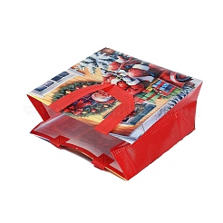 長方形のクリスマスの織物のないプリントトートバッグ  ギフト収納用品  サンタクロース  21.7x10.8x23cm&nbsp;ABAG-P015-03A
