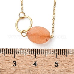 304 Stainless Steel & Dyed Natural White Jade Oval Link Chain Necklaces for Women&nbsp;NJEW-A045-10G