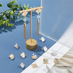 40色合金スタッドピアス金具2個  穴と304ステンレススチールピン付き  菱形  カドミウムフリー＆ニッケルフリー＆鉛フリー  50個のプラスチック製イヤーナット付き  プラチナ＆ライトゴールド  17x17mm  穴：1.4mm  ピン：0.7mm  20個/カラー&nbsp;FIND-DC0001-97