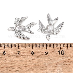Brass Pave Clear Cubic Zirconia Pendants&nbsp;KK-Z142-10P