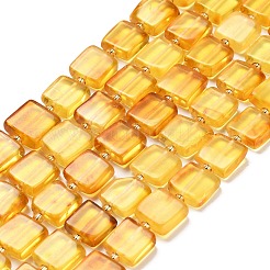 天然琥珀ビーズ連売り  正方形  シードビーズで  ゴールド  10~11.5x10.5~12x4~5mm  穴：0.6mm  約30~31個/連  15~15.24インチ（38.1~38.7cm）&nbsp;G-C260-A01-01