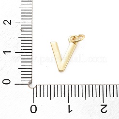 ラックメッキ真鍮チャーム  エナメルと丸カン付き  カドミウムフリー＆鉛フリー  長持ちメッキ  18KGP本金メッキ  文字L  V字  12x8.5x1mm  穴：2.5mm&nbsp;KK-C065-03V-G
