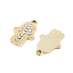 UVメッキ合金ラインストーンペンダント  hamsa hand/hand of miriam チャーム  ライトゴールド  17.5x11.5x1.5mm  穴：1.5mm&nbsp;ALRI-N058-02KCG