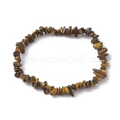 女性用ナチュラルタイガーアイチップビーズストレッチブレスレット  内径：2-1/4~2-1/2インチ（50~52mm）&nbsp;BJEW-JB10046-05