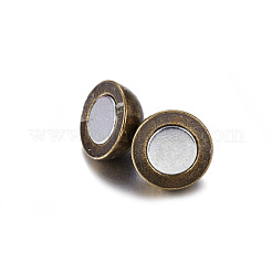 ループ付き真鍮製マグネットクラスプ  ラウンド  アンティークブロンズ  16x10mm  穴：1.2mm&nbsp;X-PALLOY-MC043-3AB