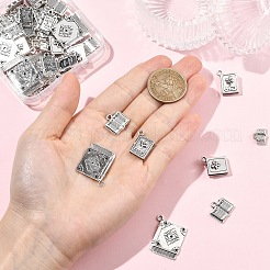 50pcs5スタイルチベットスタイルアロイペンダント  本  アンティークシルバー  11~25.5x11.5~21.5x2~6mm  穴：1.6~1.8mm  10個/スタイル&nbsp;FIND-YW0011-41
