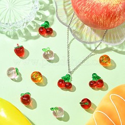 30個5スタイルアクリルパーツ  模造3dフルーツ樹脂付き  混合図形  ミックスカラー  16.5~21.5x13.5~19.5x10.5~15mm  穴：1.6~2mm  6個/スタイル&nbsp;MACR-CJ0002-11
