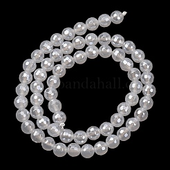 Electroplated Natural Agate Beads Strands&nbsp;G-B191-A07-6mm-20