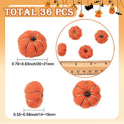 手仕事のウールニードルフェルトかぼちゃオーナメント36個  DIYハロウィーンデコレーションディスプレイ用  レッドオレンジ  20~21x14~15mm&nbsp;AJEW-SC0031-39A