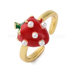 Brass Enamel Open Cuff Rings for Women&nbsp;RJEW-U057-19A-G