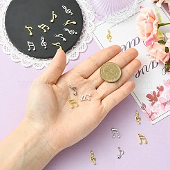 18個6スタイル真鍮チャーム  音符チャーム  ラックめっき  長持ちメッキ  カドミウムフリー＆鉛フリー  プラチナ·ゴールデン  14.5~17x6~9.5x1.5~2mm  穴：1mm  3個/スタイル&nbsp;KK-CJ0004-33