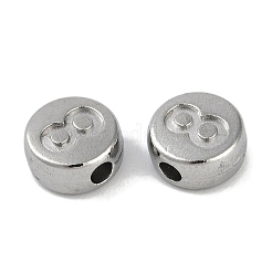変色防止304ステンレススチールビーズ  番号付きのフラットラウンド8  ステンレス鋼色  7x3.8mm  穴：1.8mm&nbsp;STAS-L082-018P-09