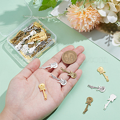 60本4色チベット風アロイペンダント  ギター  鉛フリー＆カドミウムフリー  ミックスカラー  31x11x2mm  穴：2mm  15個/カラー&nbsp;FIND-NB0005-38