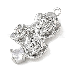 Brass Micro Pave Clear Cubic Zirconia Pendants&nbsp;CU-CBACBD7-06P