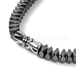 Faceted Square Synthetic Non-magnetic Hematite Beaded Necklaces&nbsp;NJEW-Q341-01