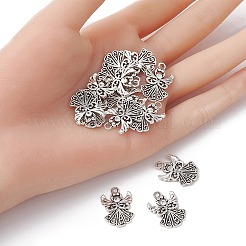 合金のチベット風チャーム  天使  カドミウムフリー＆鉛フリー  アンティークシルバー  20x14x2mm  穴：2mm&nbsp;TIBEP-YW0001-51
