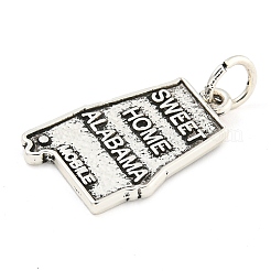 合金ペンダント  丸カン付き  単語Swee Thome Alabama Mobileのポリゴン  アンティークシルバー  25x15x2mm  穴：4mm&nbsp;FIND-Z055-02AS