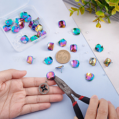 虹色の304ステンレススチール製スタッドピアス金具（穴付き）  シェル形状  プラスチック製のピアスキャッチで  16x15.5mm  穴：1.2mm  ピン：0.7mm  30pc&nbsp;STAS-UN0036-11