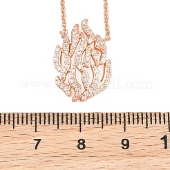 Brass Micro Pave Clear Cubic Zirconia Flame Pendant Adjustable Slider Necklaces&nbsp;KK-CBA4547-10RG