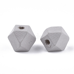 塗装天然木ビーズ  多面体  ライトグレー  13x13x10~10.5mm  穴：2.5mm&nbsp;WOOD-S049-03A-07