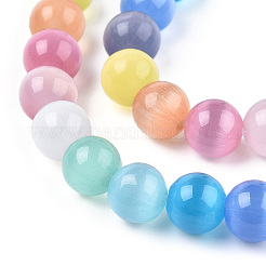 キャッツアイビーズ連売り  ツートン  ラウンド  ミックスカラー  7.5~8mm  穴：1mm  約49~51個/連  14.37~14.96インチ（36.5~38cm）&nbsp;CE-N014-01