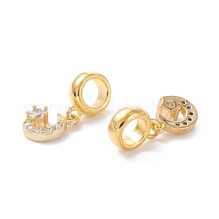 Brass Cubic Zirconia European Dangle Charms&nbsp;KK-B037-25G