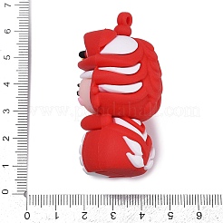 ポリ塩化ビニールのプラスチックチャーム  踊るライオンと蛇  レッド  57.5x32.5x32mm  穴：2mm&nbsp;KY-D300-02B