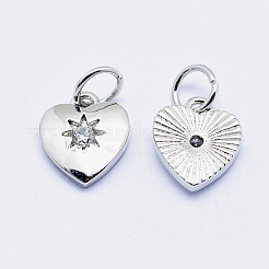 Brass Micro Pave Clear Cubic Zirconia Charms&nbsp;ZIRC-J040-09P-NR