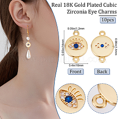 Brass Micro Pave Clear & Royal Blue Cubic Zirconia Connector Charms&nbsp;KK-BBC0002-62