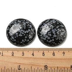 天然な雪片オブシディアンカボション  フラットラウンド  30x7~8.5mm&nbsp;G-C115-02B-14